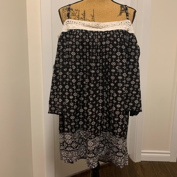 Warehouse Bell-Sleeve Off-Shoulder Peasant Blouse